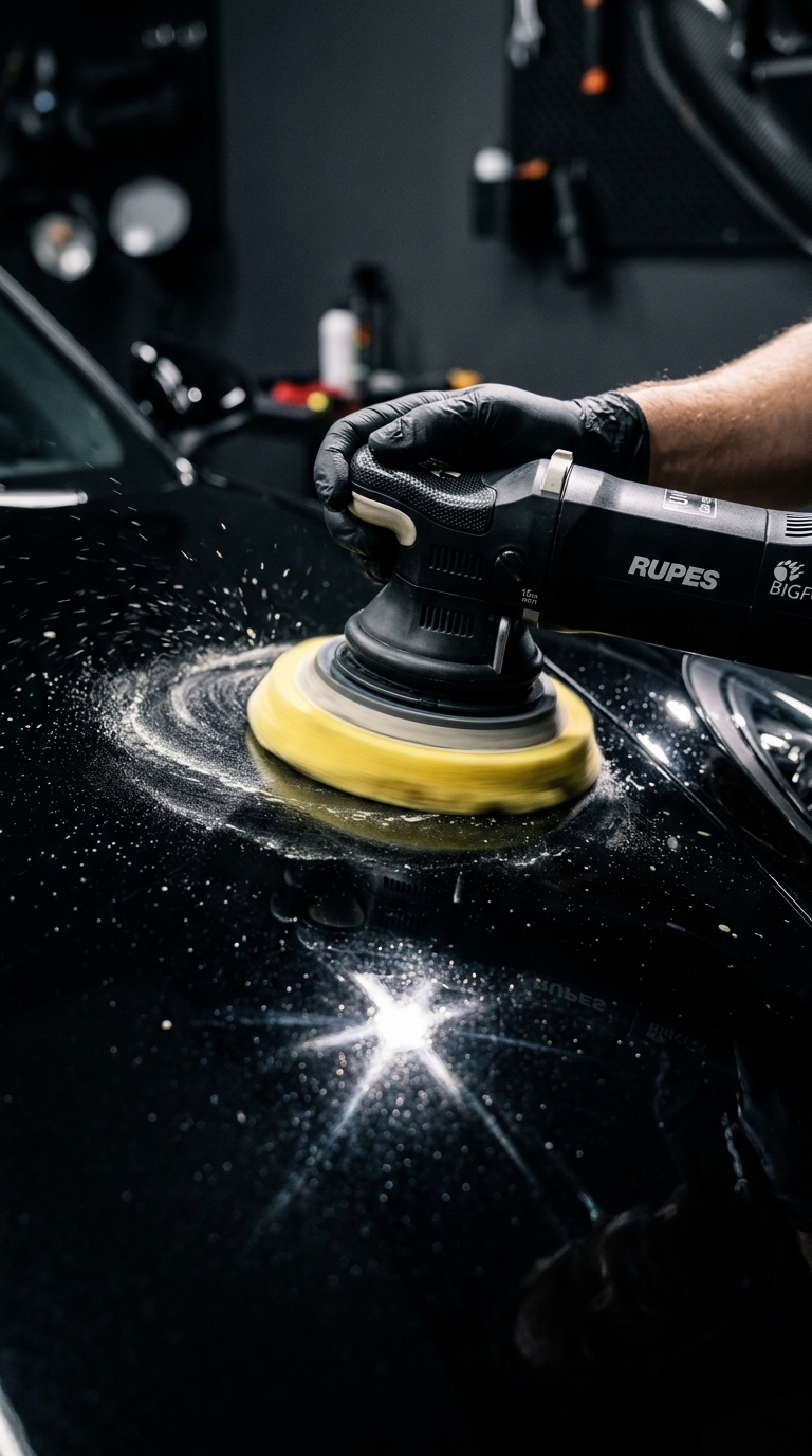 Master detailer working on car